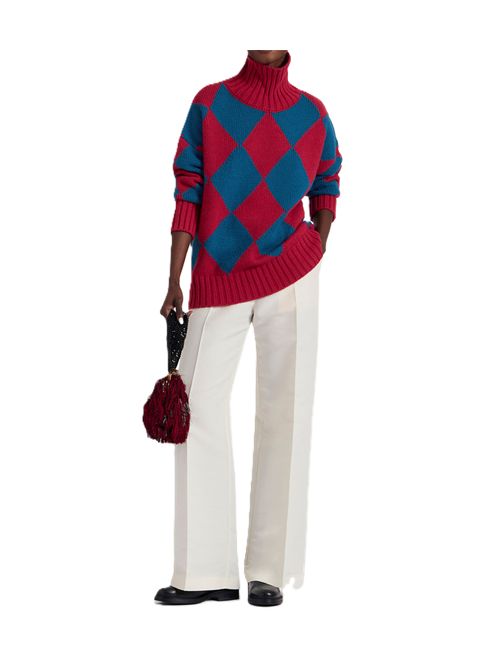 Maglione Argyle La Double J La Double J | PUL0091KNI064VA183RE01PETROLIO/ROSSO